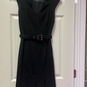 White House Black Market Black Midi Dress with Belt